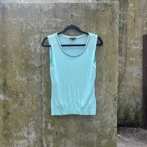 Vintage Escada Sleeveless Top with Chain Neckline, Aqua / Turquoise, Small
